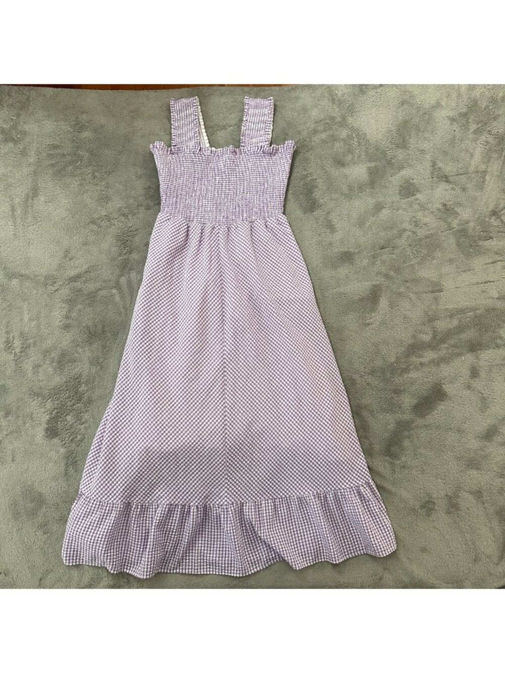 Eliza J Purple Gingham Smocked Summer Sun Dress Midi Women's 4